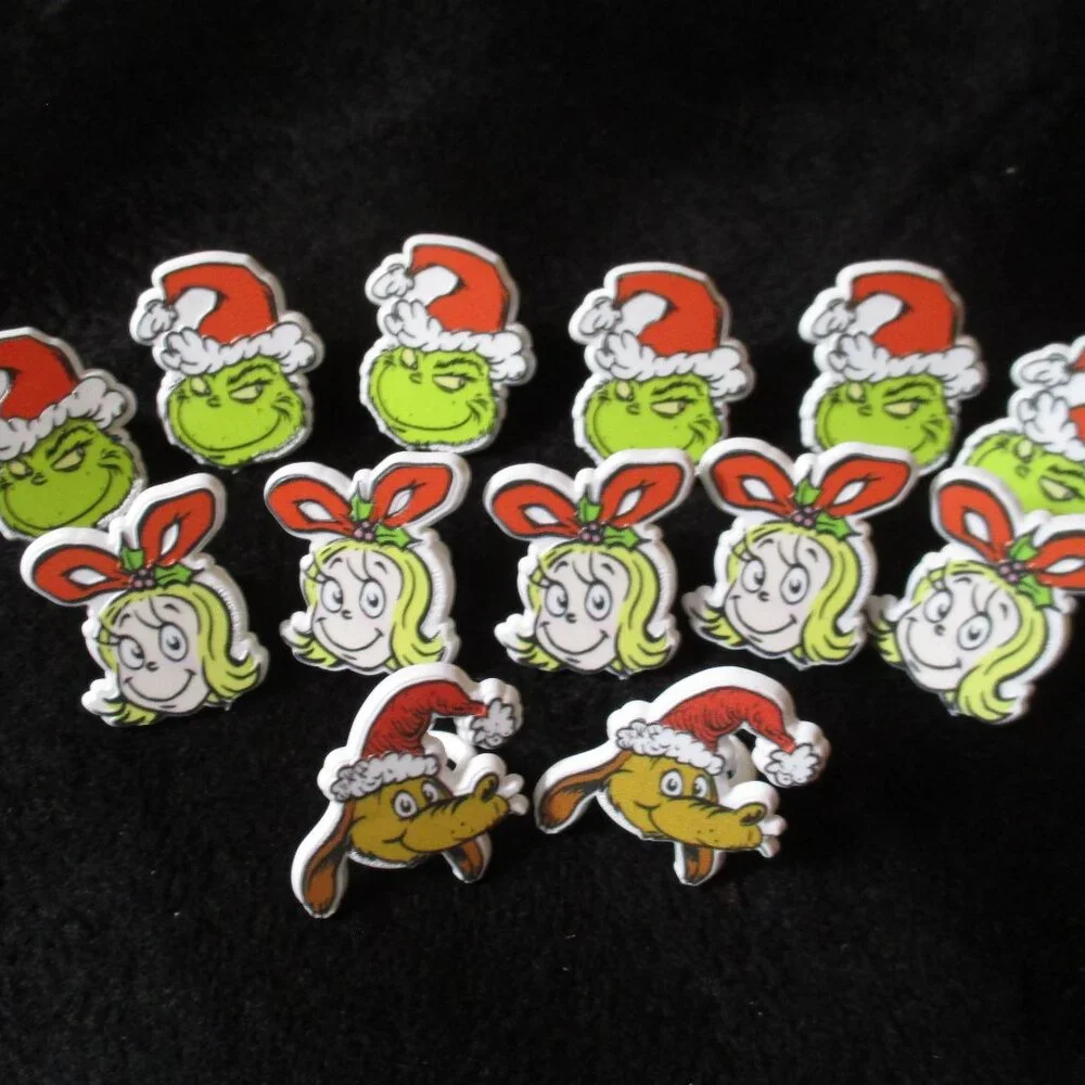 Lot of Grinch Christmas Cake Decorations Plastic Rings Max Cindy Lou